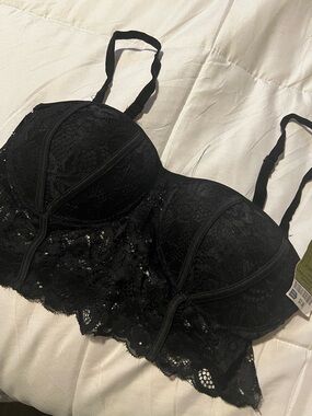 Haute Monde Black Lace Longline Bra